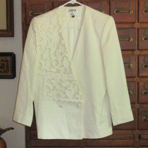 KASPER Fancy Off-White Lined Jacket  Size 6